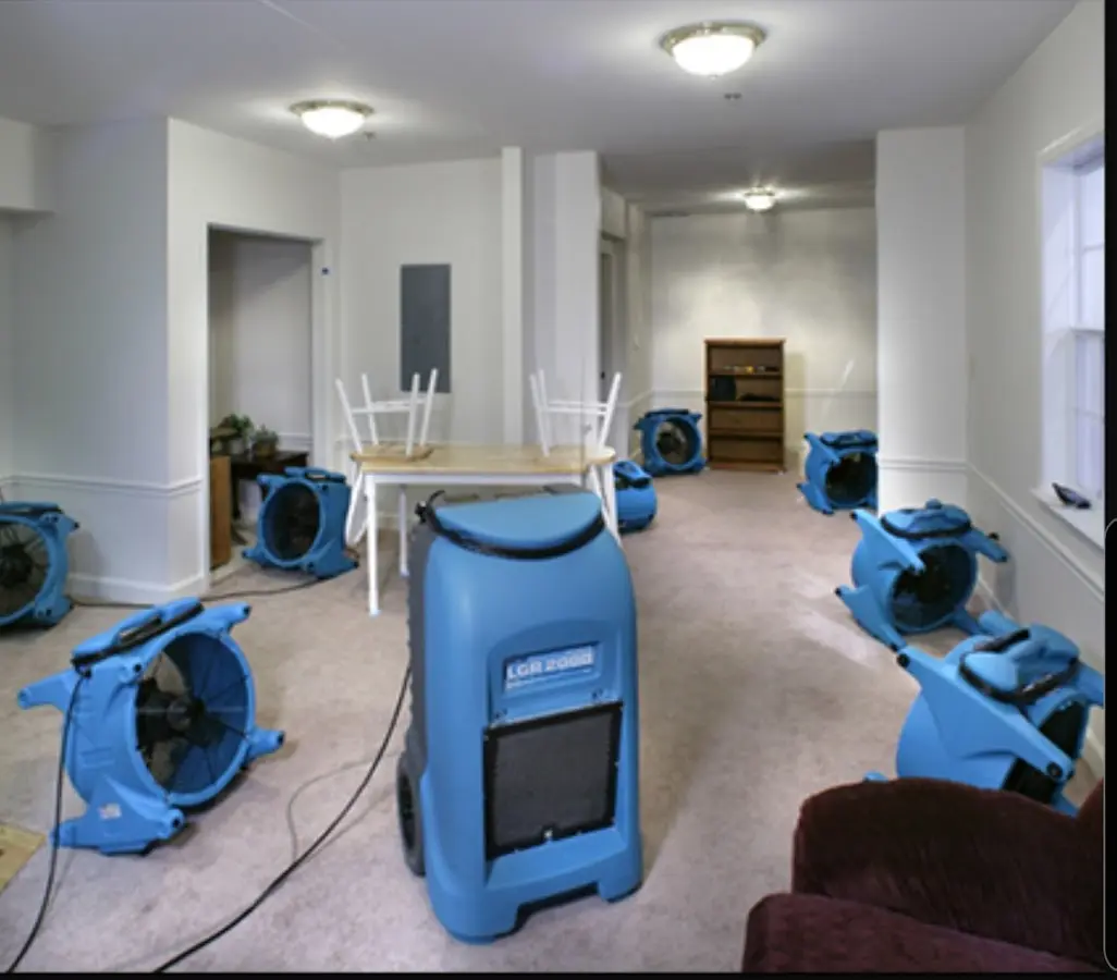Air movers and dehumidifier setup for Water Extraction & Removal in North Weeki Wachee